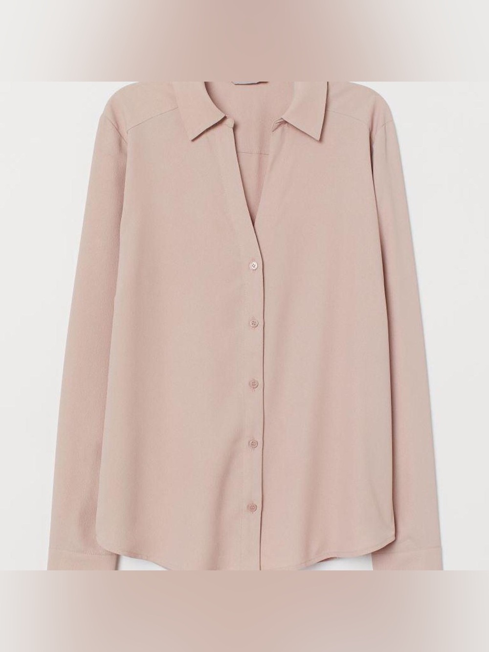 H&M Blush Pink Button-Front Long-Sleeve Shirt